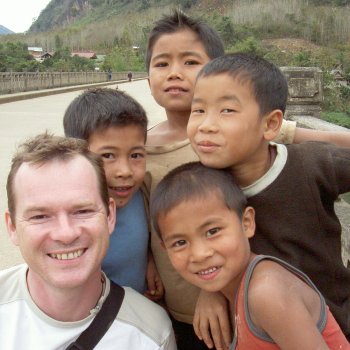 With some local kids in Nong Khiaw Northern Laos