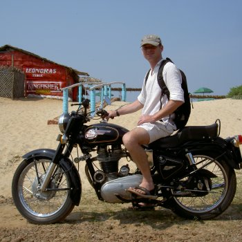 Colva beach, Goa, Touring on a Royal Enfield 350cc Silver Bullet